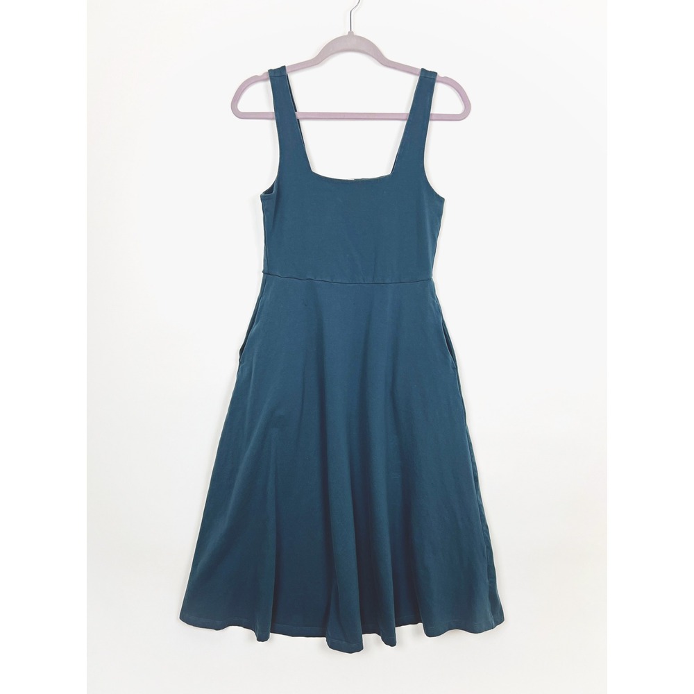 Pact Organic Cotton Fit & Flare Midi Dress Square Neck Medium